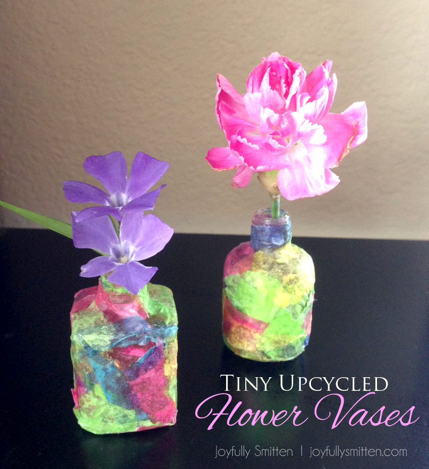 Tiny Upcyled Flower Vases from Nail Polish Bottles